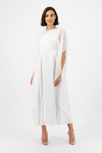 White Flowers Chiffon Dress